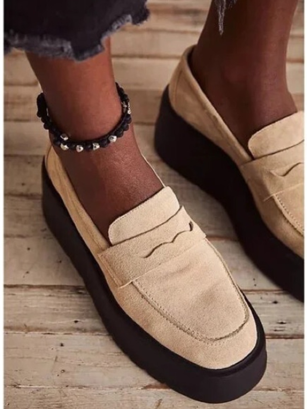 Free People SIZE 38 (US 7.5) Nico Suede Flatform loafer in Cappuccino Lug Sole